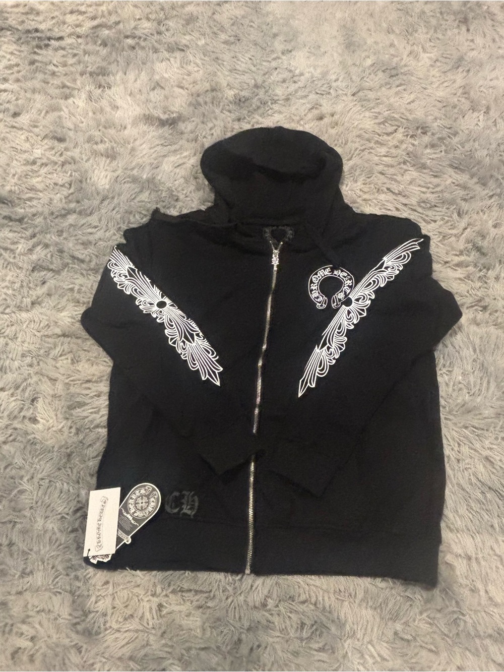 Black chrome heart zip up